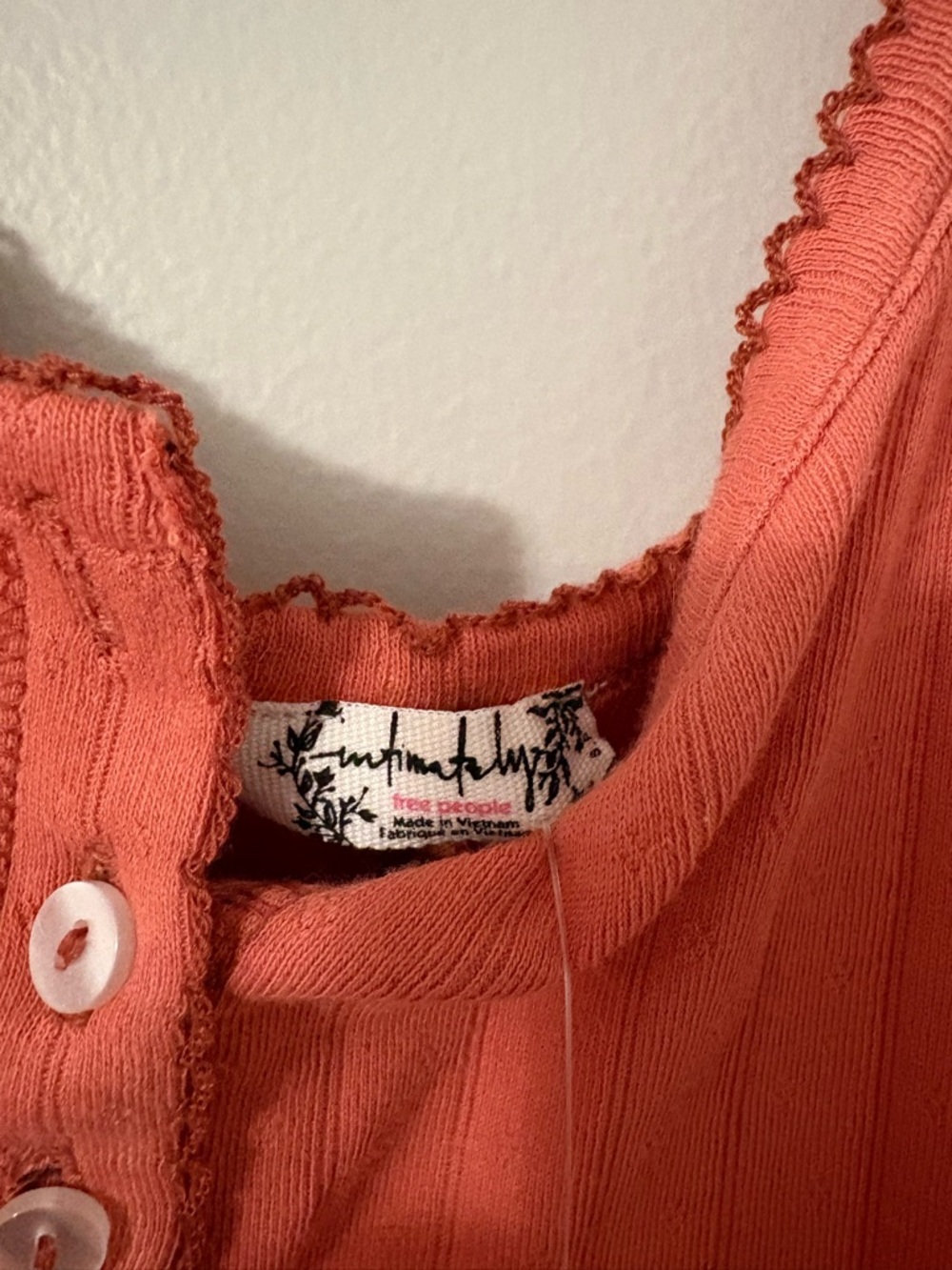 Free People Ribbed Button-Front Tank Top - Rust Orange - Picture 2 of 3